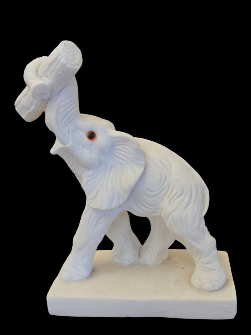 Vintage White Alabaster  Figurart Elephant Italy